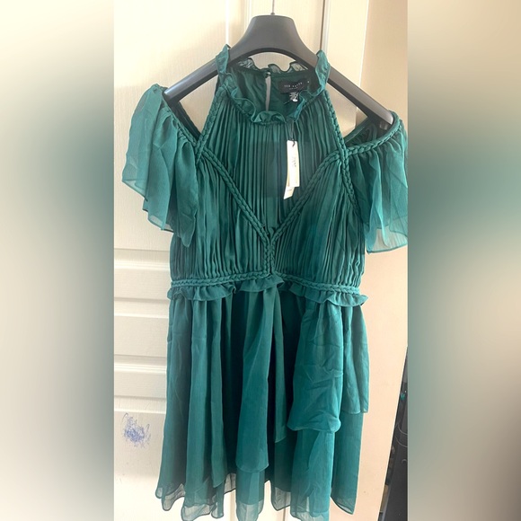 Nwt TED BAKER LONDON  dark green rope detail mini dress size 4 ~ UK 14 ~ L - Picture 6 of 10